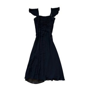 Vtg 100% silk black‎ jones new york fairy whimsigoth flowy midi dress 4